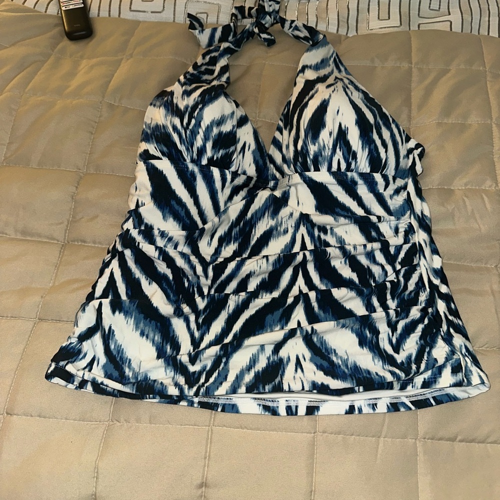La Blanca Navy and White Swim Top
